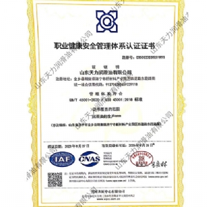 職業(yè)健康安全管理體系認證證書